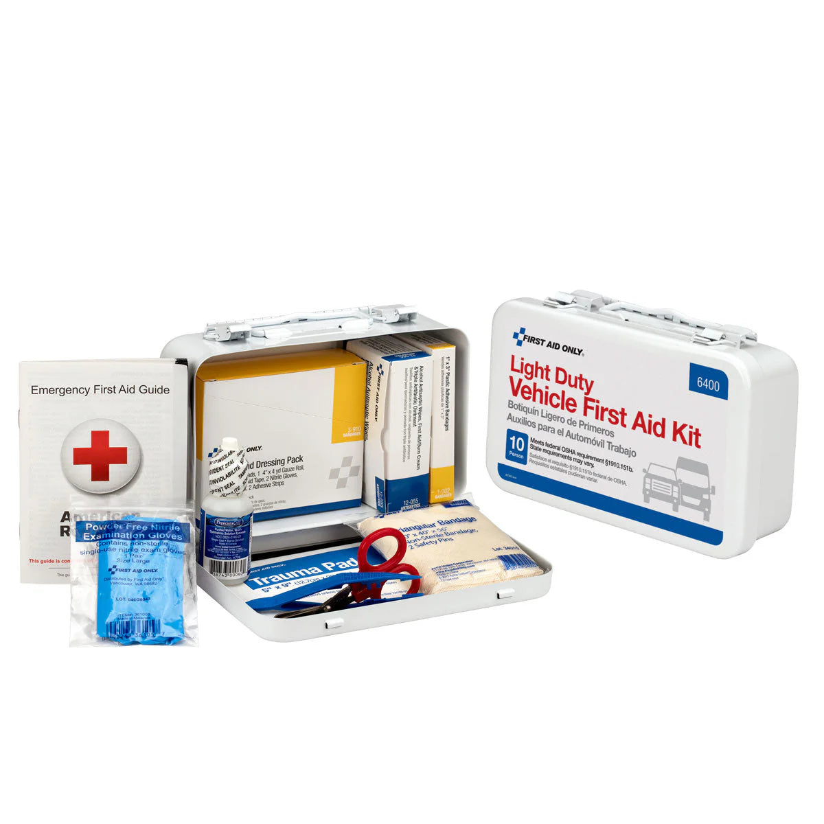 10 Person Vehicle First Aid Kit, Weatherproof Steel Case