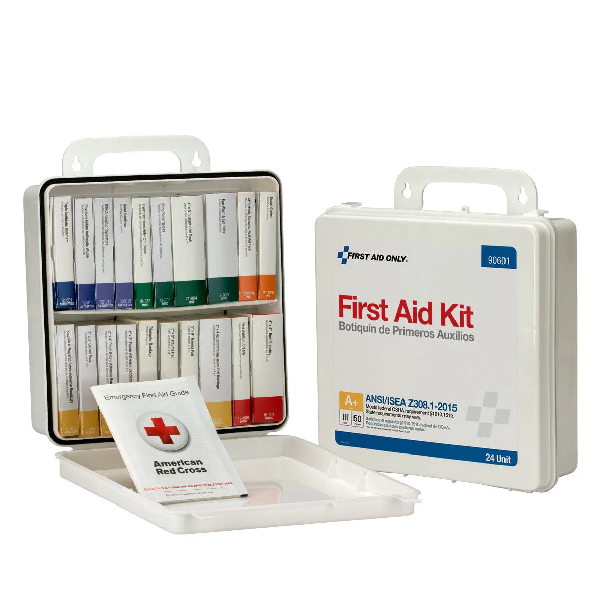 50 Person 24 First Aid Kit, Plastic, Weatherproof, Unit ANSI A+, Type III