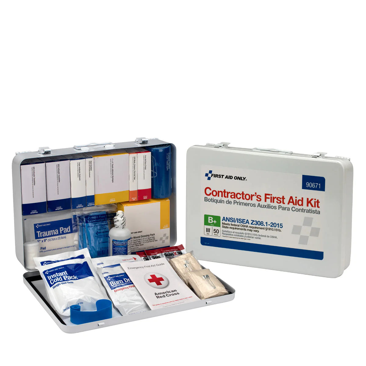 50 Person Contractor ANSI B+ First Aid Kit, Metal Case, Type III