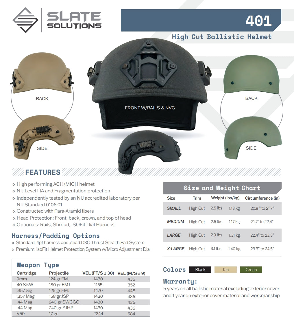 401 Ballistic Helmet FC/HC